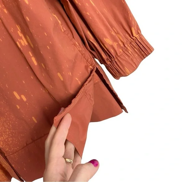 Vintage Upcycled Jacket Womens Size Large Handmade Stencil Floral Orange Brown - Picture 7 of 16